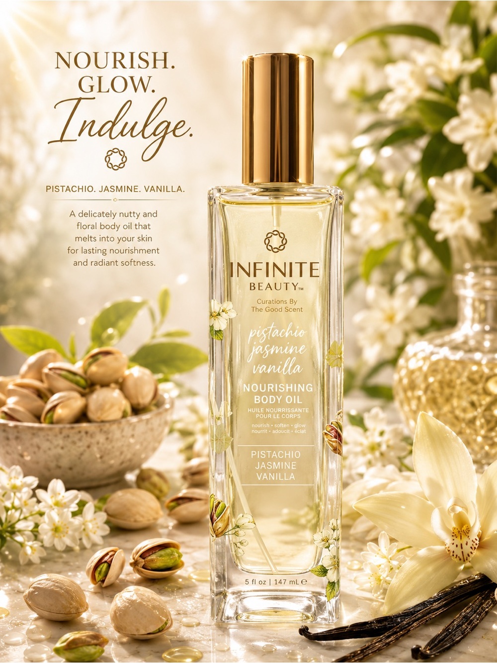Infinite Beauty Toasted Pistachio Nourishing Body Oil – 147 mL / 5 fl oz